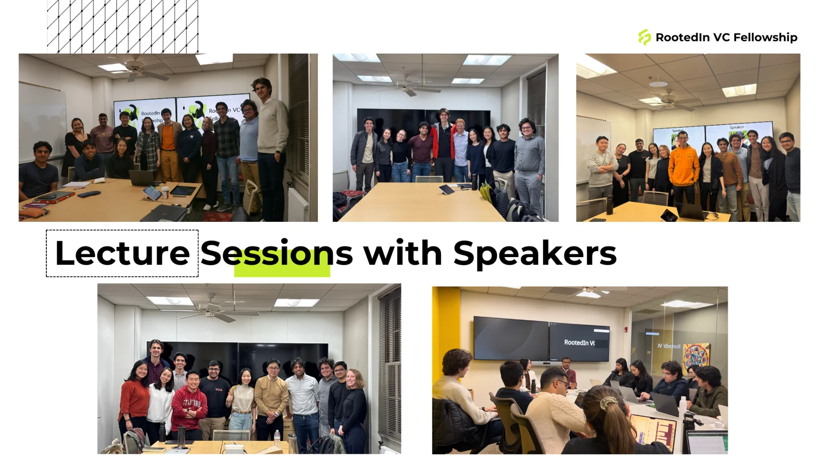 RootedIn 2025 lecture sessions with speakers, a collage from the program report