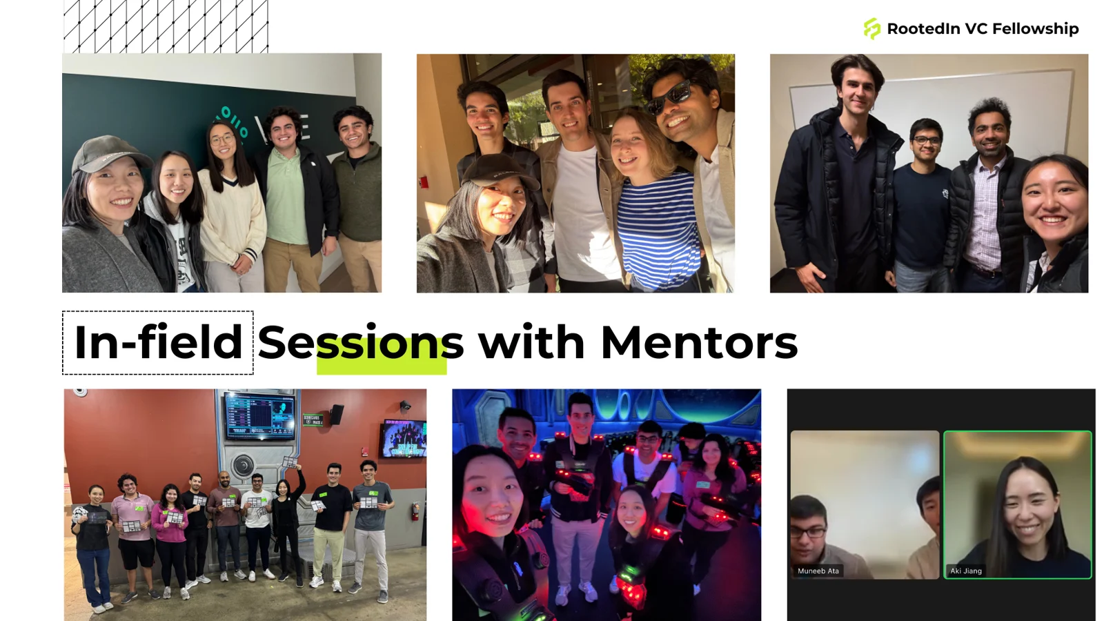 RootedIn 2025 in-field sessions with mentors, a collage from the program report